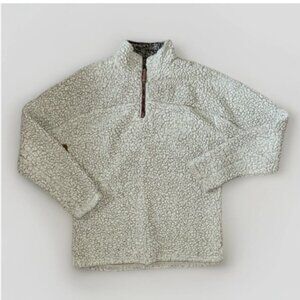 True Grit American Outdoor Co. 1/4 Zip Beige Sherpa Fleece Jacket Mens Size Sm